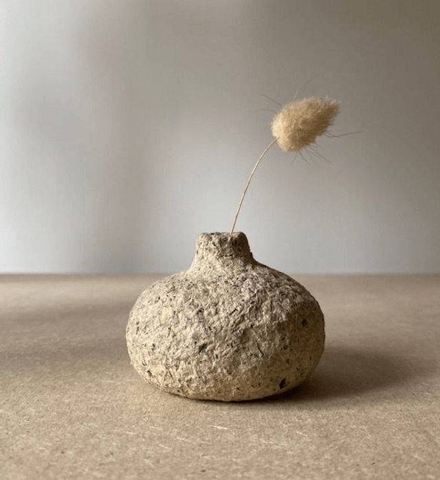 Mini vases ronds en papier mâché Granit