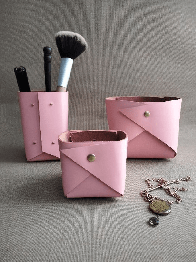 Set accessoires de bureau en cuir 4 pièces