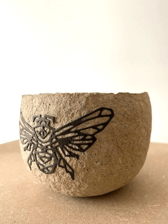 Petit bol papier mâché et insectes 