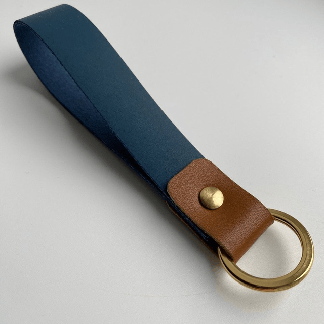 Porte-clés en cuir bicolore collection Bleue