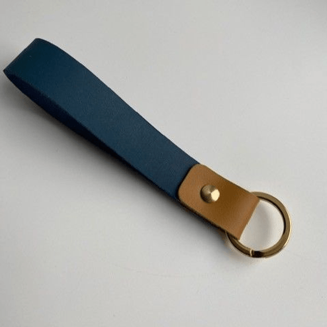 Porte-clés en cuir bicolore collection Bleue