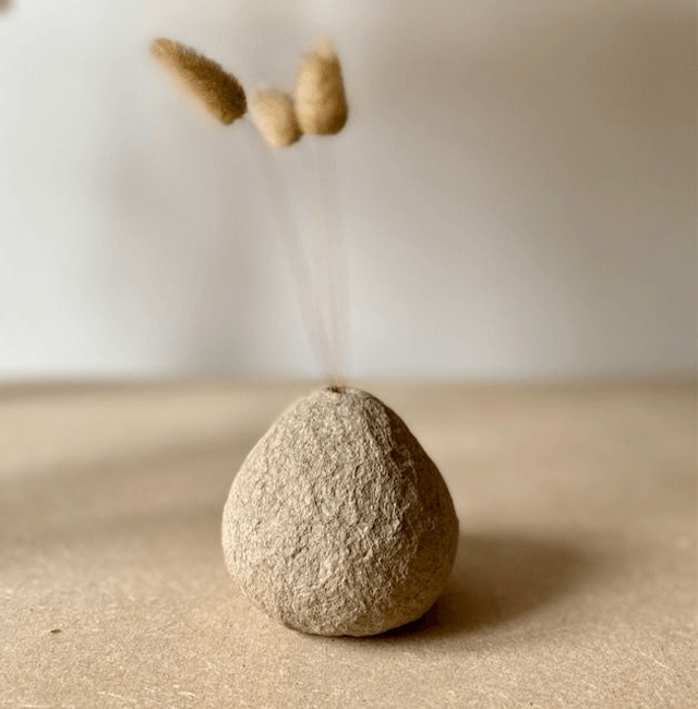 Mini vases ronds en papier mâché Granit