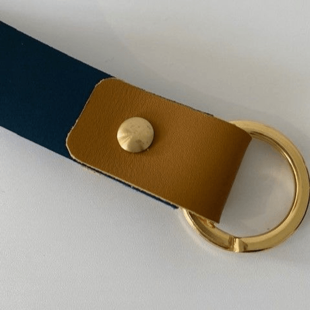 Porte-clés en cuir bicolore collection Bleue