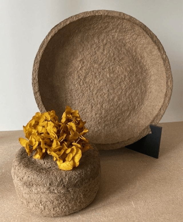 Coupelle en papier mâché marron grand modèle