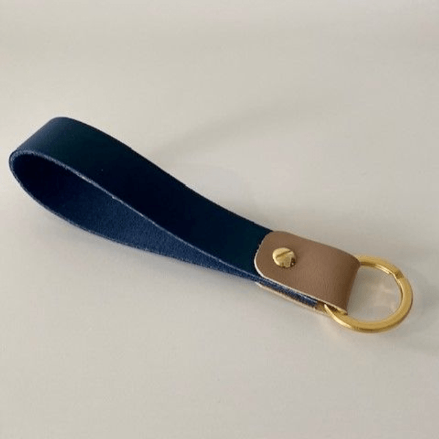 Porte-clés en cuir bicolore collection Bleue