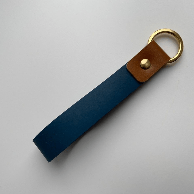 Porte-clés en cuir bicolore collection Bleue