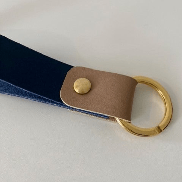 Porte-clés en cuir bicolore collection Bleue