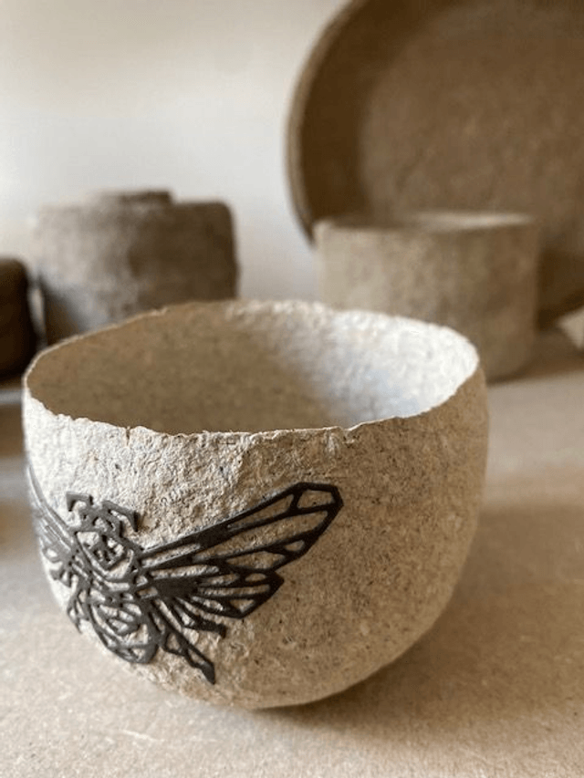 Petit bol papier mâché et insectes 