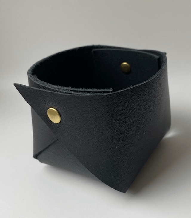 Panier de rangement en cuir noir petit modèle