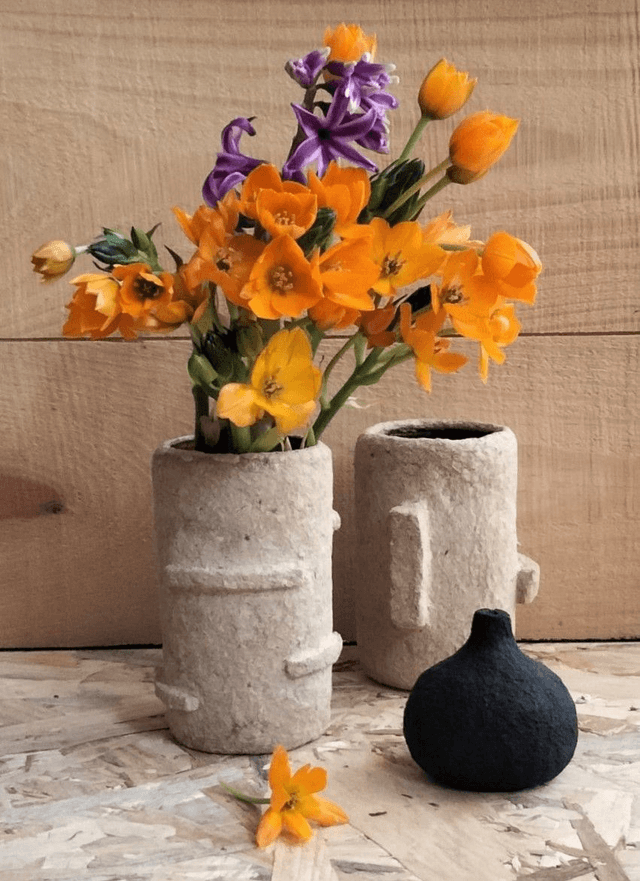 Petit vase papier mâché et verre 