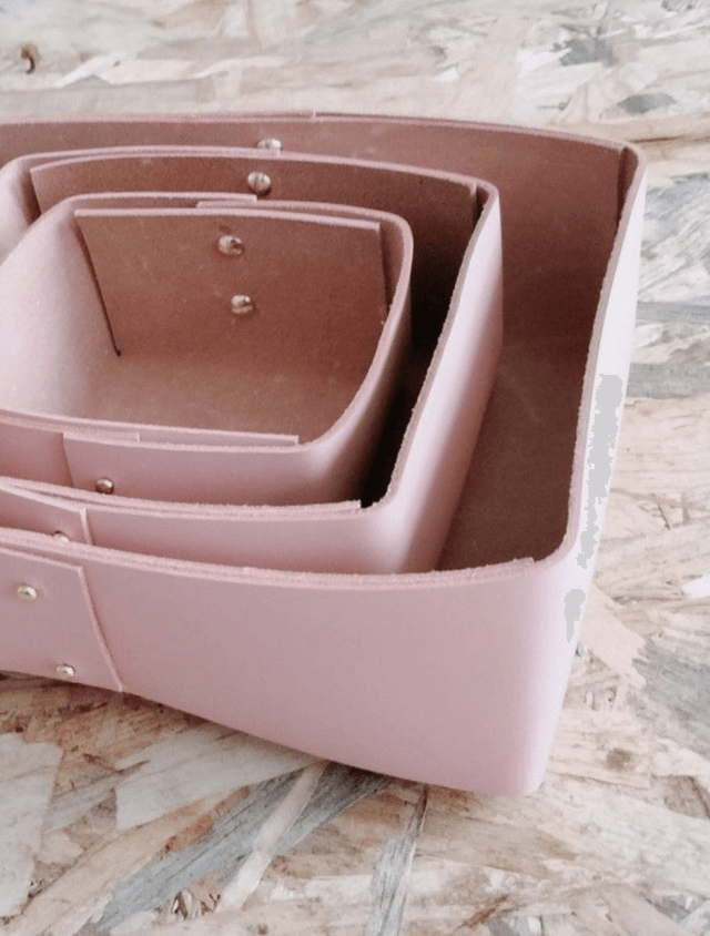 Set accessoires de bureau en cuir 4 pièces