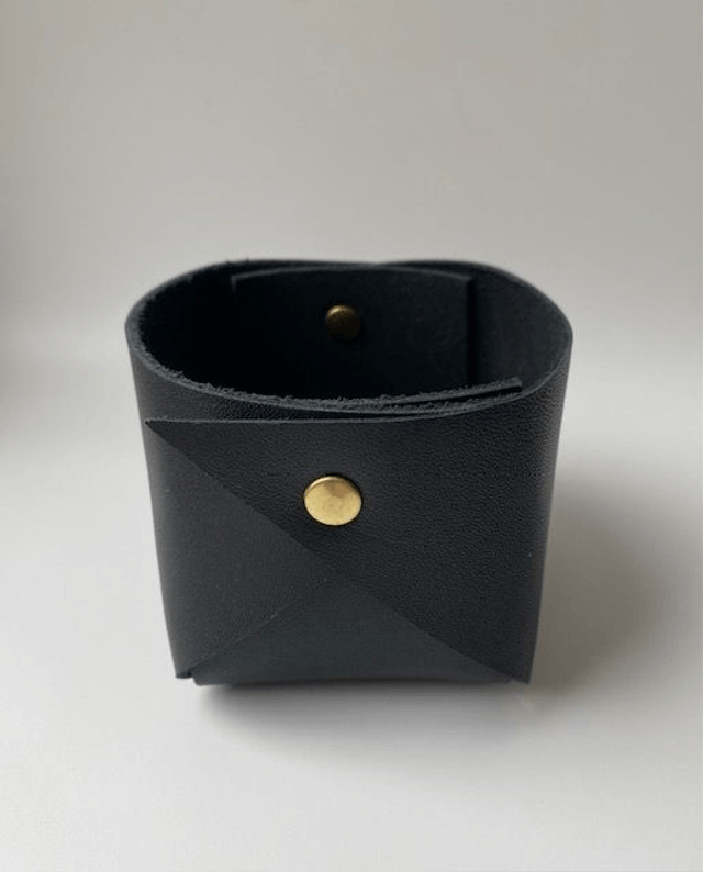 Panier de rangement en cuir noir petit modèle