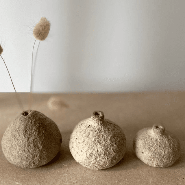 Mini vases ronds en papier mâché Granit