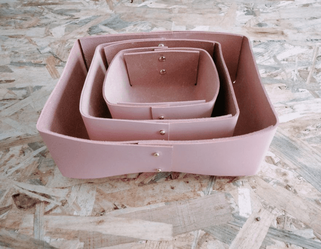 Set accessoires de bureau en cuir 4 pièces